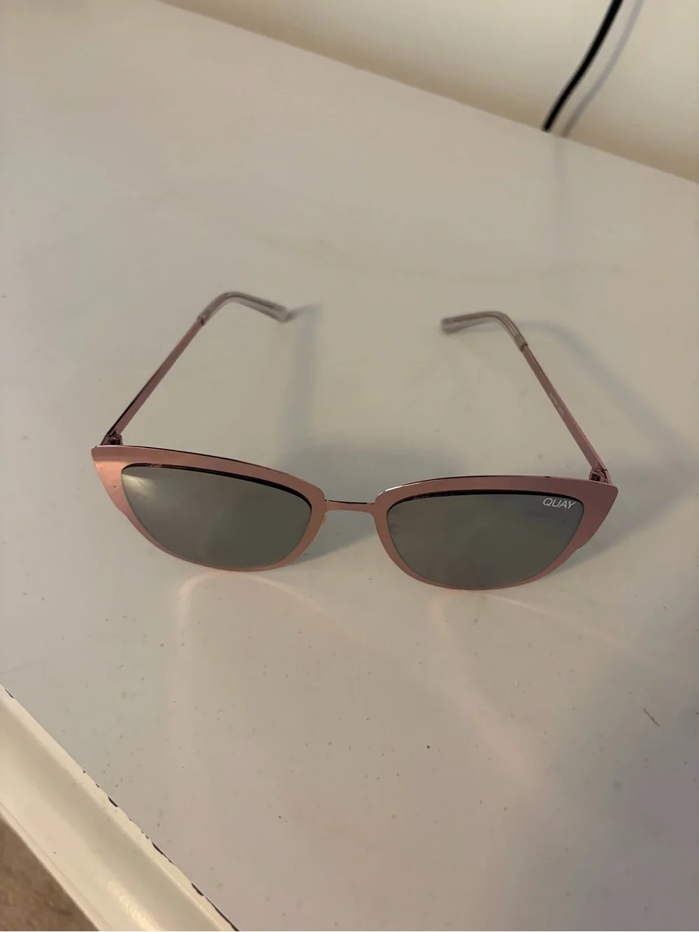 Quay Australia Rose Pink Cat Eye Sunglasses with Gray Lenses